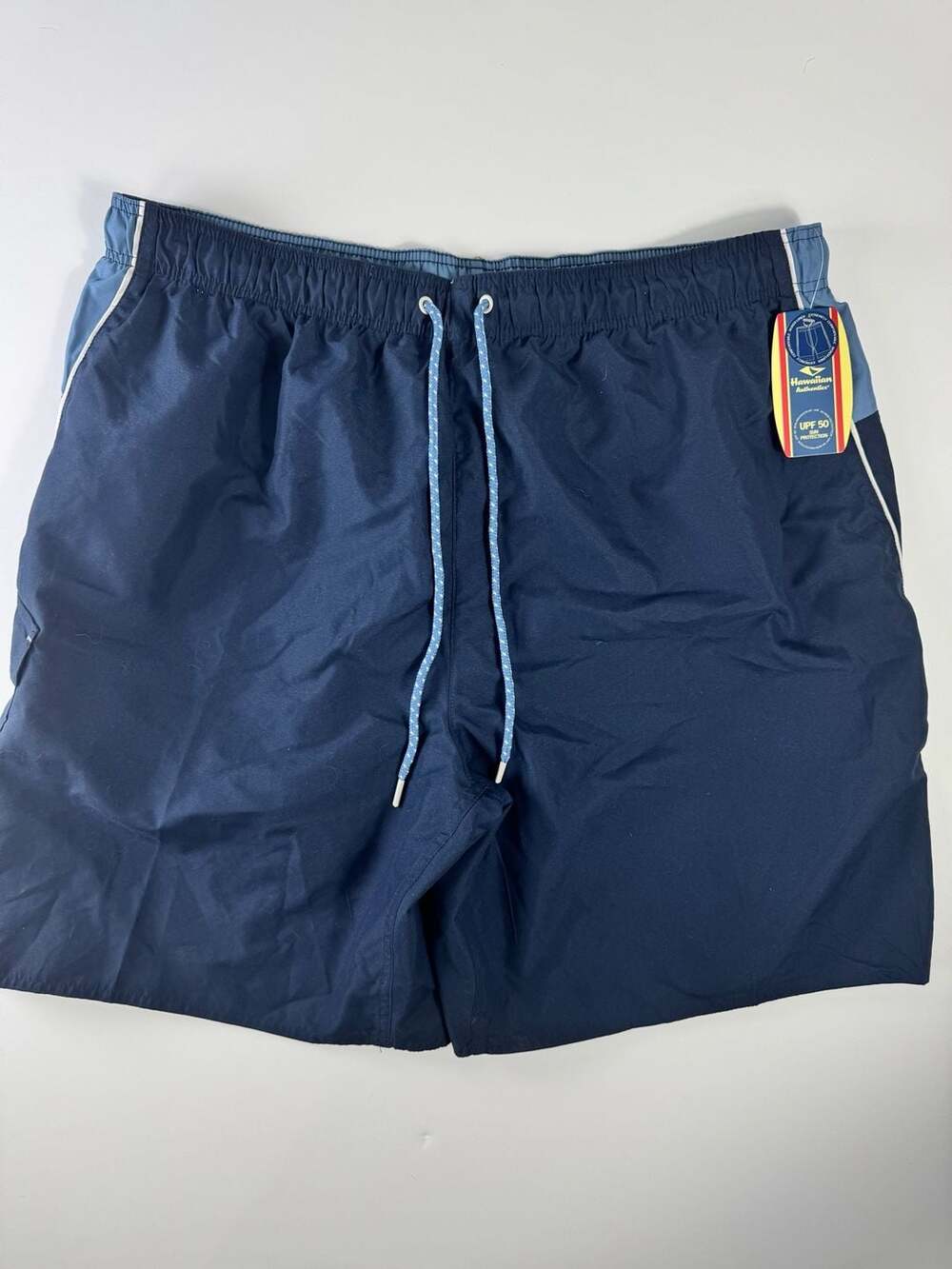Hawaiian Authentics Men's UPF 50 Navy Blue Cargo Swim Trunks